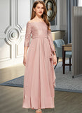 Kianna A-Line Off-the-Shoulder Floor-Length Chiffon Lace Junior Bridesmaid Dress With Bow(s) BF2P0013658