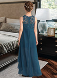 Sofia A-Line Scoop Neck Asymmetrical Chiffon Lace Junior Bridesmaid Dress BF2P0013661