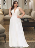 Lucile A-Line V-neck Sweep Train Chiffon Lace Wedding Dress With Lace BF2P0013677