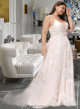 Shannon Ball-Gown/Princess V-neck Court Train Tulle Lace Wedding Dress With Beading Pockets BF2P0013679