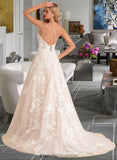 Shannon Ball-Gown/Princess V-neck Court Train Tulle Lace Wedding Dress With Beading Pockets BF2P0013679