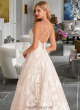 Shannon Ball-Gown/Princess V-neck Court Train Tulle Lace Wedding Dress With Beading Pockets BF2P0013679