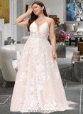 Shannon Ball-Gown/Princess V-neck Court Train Tulle Lace Wedding Dress With Beading Pockets BF2P0013679