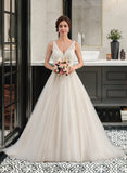 Katelynn Ball-Gown/Princess V-neck Court Train Tulle Wedding Dress BF2P0013682