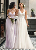 Katelynn Ball-Gown/Princess V-neck Court Train Tulle Wedding Dress BF2P0013682