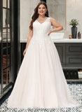 Katelynn Ball-Gown/Princess V-neck Court Train Tulle Wedding Dress BF2P0013682