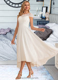 Evangeline A-Line Scoop Neck Asymmetrical Chiffon Wedding Dress BF2P0013683