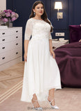 Briley A-Line Scoop Neck Asymmetrical Chiffon Wedding Dress With Beading Sequins BF2P0013686