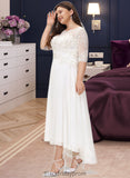 Briley A-Line Scoop Neck Asymmetrical Chiffon Wedding Dress With Beading Sequins BF2P0013686