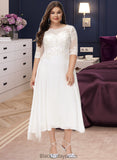 Briley A-Line Scoop Neck Asymmetrical Chiffon Wedding Dress With Beading Sequins BF2P0013686