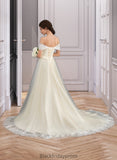 Alanna Ball-Gown/Princess Off-the-Shoulder Court Train Tulle Lace Wedding Dress With Ruffle BF2P0013692