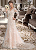 Ayana Trumpet/Mermaid V-neck Court Train Tulle Lace Wedding Dress BF2P0013694