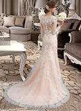 Ayana Trumpet/Mermaid V-neck Court Train Tulle Lace Wedding Dress BF2P0013694