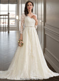 Journey Ball-Gown/Princess V-neck Chapel Train Tulle Wedding Dress With Beading Sequins BF2P0013695