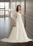 Journey Ball-Gown/Princess V-neck Chapel Train Tulle Wedding Dress With Beading Sequins BF2P0013695