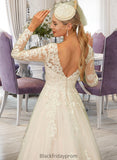 Phyllis Ball-Gown/Princess V-neck Sweep Train Tulle Lace Wedding Dress BF2P0013698