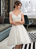 Kaya A-Line V-neck Knee-Length Tulle Lace Wedding Dress BF2P0013700