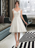 Kaya A-Line V-neck Knee-Length Tulle Lace Wedding Dress BF2P0013700