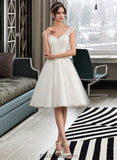 Kaya A-Line V-neck Knee-Length Tulle Lace Wedding Dress BF2P0013700