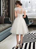 Kaya A-Line V-neck Knee-Length Tulle Lace Wedding Dress BF2P0013700