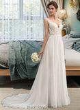 Daniela A-Line V-neck Court Train Chiffon Wedding Dress BF2P0013701