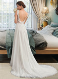 Daniela A-Line V-neck Court Train Chiffon Wedding Dress BF2P0013701