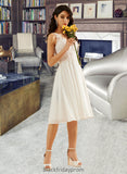 Raven A-Line V-neck Knee-Length Wedding Dress With Lace Sequins BF2P0013703