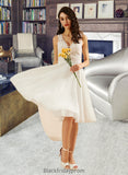 Raven A-Line V-neck Knee-Length Wedding Dress With Lace Sequins BF2P0013703