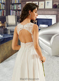 Raven A-Line V-neck Knee-Length Wedding Dress With Lace Sequins BF2P0013703