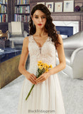 Raven A-Line V-neck Knee-Length Wedding Dress With Lace Sequins BF2P0013703