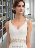 Millie A-Line V-neck Sweep Train Chiffon Wedding Dress With Ruffle Lace Beading Sequins BF2P0013705