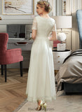 Jeanie A-Line V-neck Asymmetrical Wedding Dress With Lace BF2P0013712