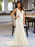 Dayami Trumpet/Mermaid V-neck Court Train Wedding Dress BF2P0013714