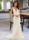 Dayami Trumpet/Mermaid V-neck Court Train Wedding Dress BF2P0013714