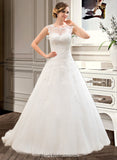 Diana Ball-Gown/Princess Illusion Sweep Train Organza Tulle Wedding Dress With Beading Sequins BF2P0013719