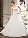 Diana Ball-Gown/Princess Illusion Sweep Train Organza Tulle Wedding Dress With Beading Sequins BF2P0013719