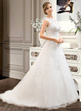 Diana Ball-Gown/Princess Illusion Sweep Train Organza Tulle Wedding Dress With Beading Sequins BF2P0013719