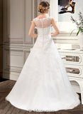 Diana Ball-Gown/Princess Illusion Sweep Train Organza Tulle Wedding Dress With Beading Sequins BF2P0013719