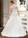 Diana Ball-Gown/Princess Illusion Sweep Train Organza Tulle Wedding Dress With Beading Sequins BF2P0013719