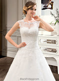 Diana Ball-Gown/Princess Illusion Sweep Train Organza Tulle Wedding Dress With Beading Sequins BF2P0013719