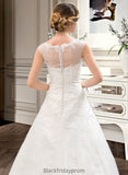 Diana Ball-Gown/Princess Illusion Sweep Train Organza Tulle Wedding Dress With Beading Sequins BF2P0013719