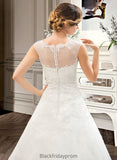 Diana Ball-Gown/Princess Illusion Sweep Train Organza Tulle Wedding Dress With Beading Sequins BF2P0013719