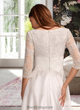 Jasmine A-Line Scoop Neck Tea-Length Wedding Dress With Pockets BF2P0013723