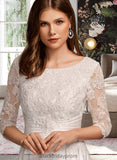 Jasmine A-Line Scoop Neck Tea-Length Wedding Dress With Pockets BF2P0013723