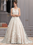 Camila Ball-Gown/Princess Illusion Court Train Tulle Wedding Dress With Beading Sequins BF2P0013724