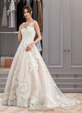 Camila Ball-Gown/Princess Illusion Court Train Tulle Wedding Dress With Beading Sequins BF2P0013724