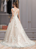 Camila Ball-Gown/Princess Illusion Court Train Tulle Wedding Dress With Beading Sequins BF2P0013724