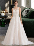 Guadalupe Ball-Gown/Princess Scoop Neck Court Train Tulle Wedding Dress With Beading Sequins BF2P0013730