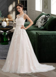 Guadalupe Ball-Gown/Princess Scoop Neck Court Train Tulle Wedding Dress With Beading Sequins BF2P0013730