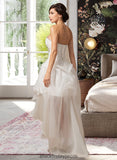 Catalina A-Line Sweetheart Asymmetrical Organza Wedding Dress With Ruffle Beading Sequins BF2P0013733